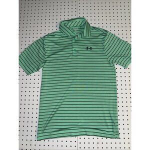 Under Armour Playoff Polo Mens S Green Black Stripe Golf Casual Summer